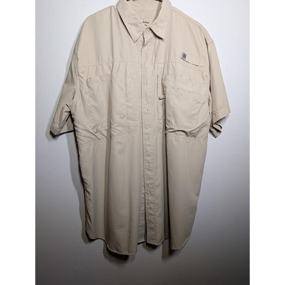 Reel Legends Mens Sz. XL ‎ Khaki Button-Up Short Sleeve Vented Fishing Shirt.